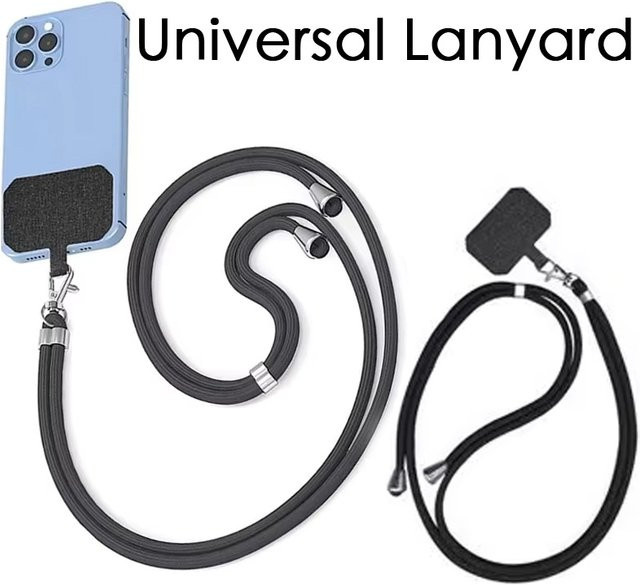 Universal Telefon Lanyard als verstellbares und abnehmbares Crossbody Strap für dein Smartphone in Schwarz - Bild 1