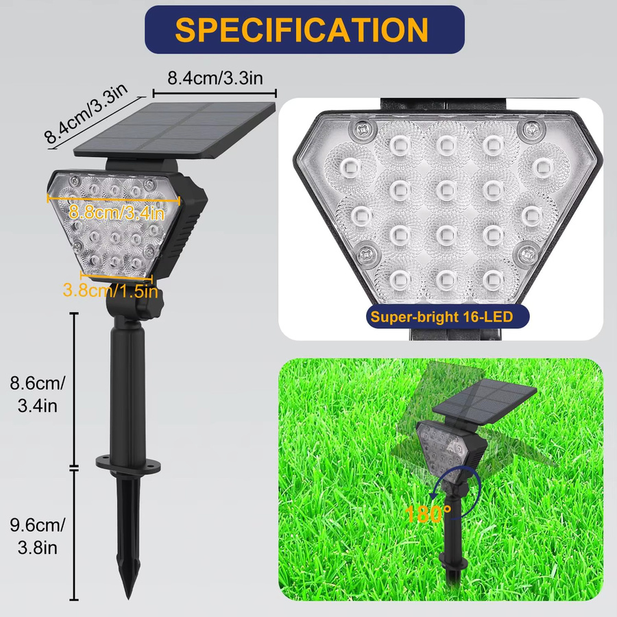 6er Set Crepow RGB Solar Strahler mit Farbwechsel, Wasserdichte LED Gartenleuchten in Schwarz für Outdoor Dekoration - Bild 5