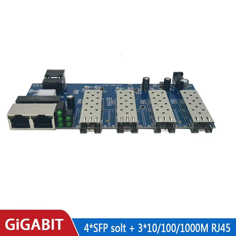 Industrielle Gigabit SFP Switch Platine mit 4 SFP Steckplätzen und 3 RJ45 10/100/1000M Ethernet Medienkonverter 4F3E in Blau für CCTV IP-Kamera und FTTH - Bild 2