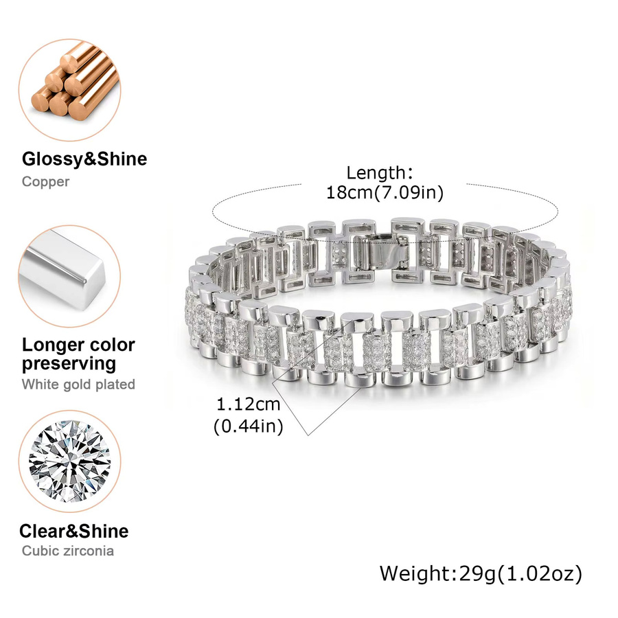 Meaeguet Uhrenarmband Edelstahl, Silber, Zirkonia, Damen - Bild 2