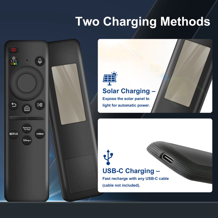 Wiederaufladbare Sprachfernbedienung für Samsung Smart TV NEO QLED in Schwarz mit USB-C Anschluss - Bild 3