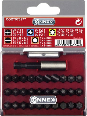 Connex Bitsatz mit 1/4 Zoll Universal-Magnethalter, mehrfarbig und silberfarben - Bild 1