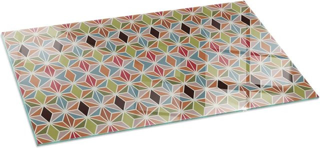 Tulup Glasplatte für Kamin mit polygonalem Muster in Braun, B/T: 140 x 70 cm - Bild 1
