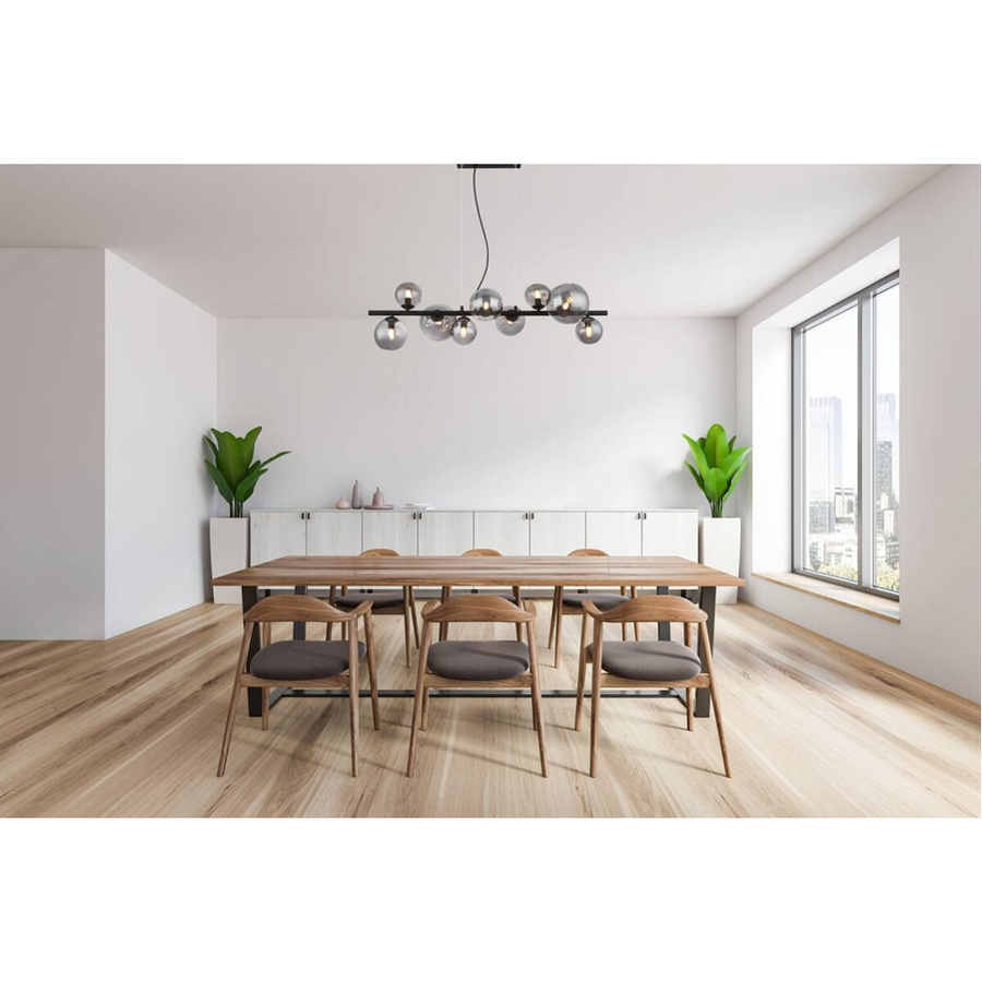 GLOBO Lighting Pendelleuchte Riha in Schwarz mit Rauchglas, 9 Brennstellen, B/T/H: 34,5 x 87,0 x 120,0 cm - Bild 2