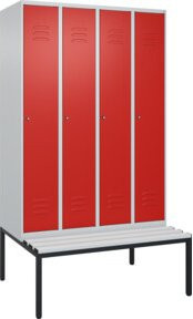 C+P Spind Classic PLUS Garderobenschrank mit Sitzbank, 4 Abteile, Lichtgrau, B/T/H: 212 x 120 x 81,5 cm - Bild 1