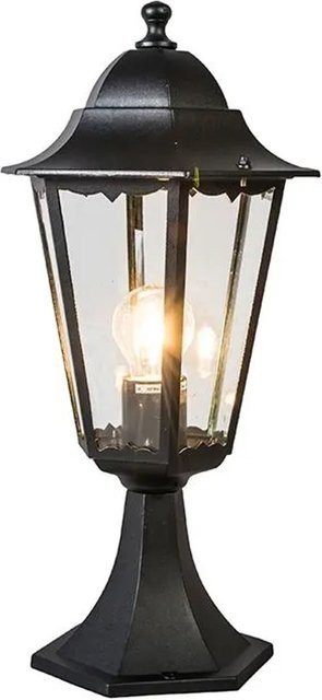 QAZQA New Orleans Klassischer Outdoor Laternensockel aus Aluminium in Schwarz mit E27 Fassung, IP44 Schutzklasse, Höhe: 48 cm - Bild 1