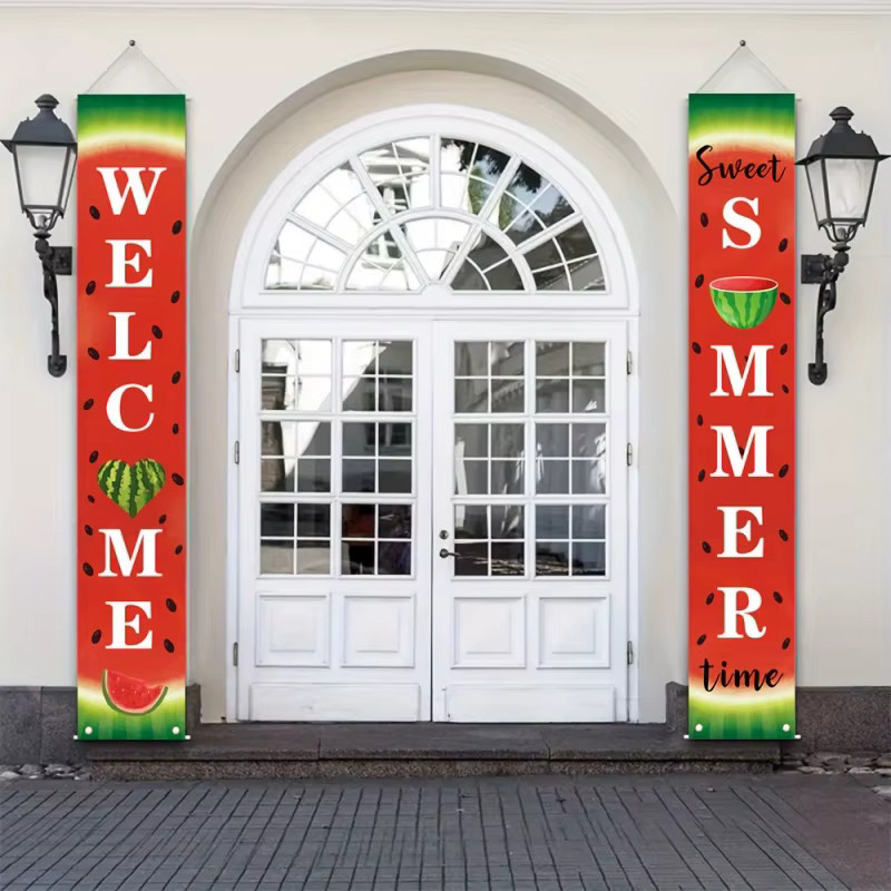 VIKAMA Sommer-Wassermelonen-Verandabanner als dekoratives Wandbanner für die Haustür, Mehrfarbig, B: 30,0 cm, H: 180,0 cm - Bild 2