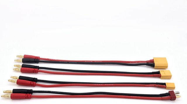 YSIDO Silikon Ladekabel mit XT30 XT60 oder XT90 Stecker auf 4,0mm Bananenstecker, 14AWG Draht, rot, Länge: 22 cm - Bild 1