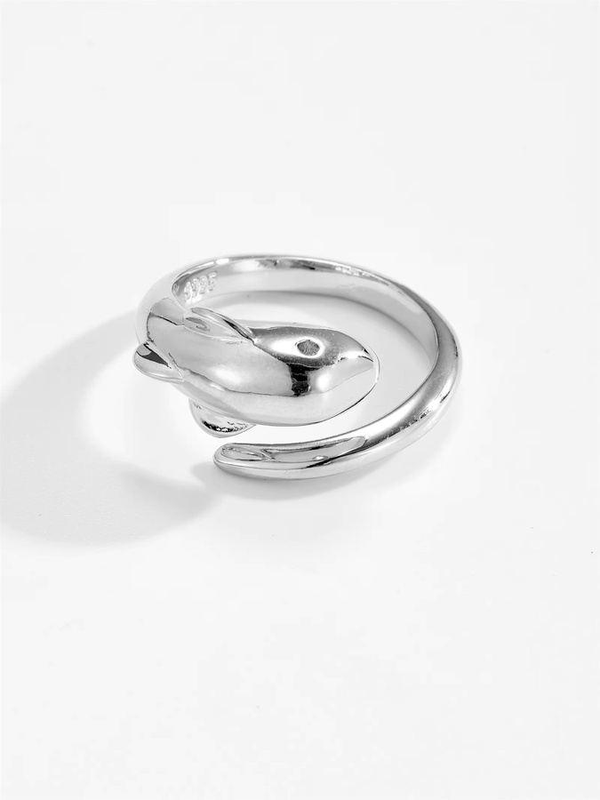 DPLAOPA Ring, 925 Silber, Delphin, verstellbar, Damen - Bild 1