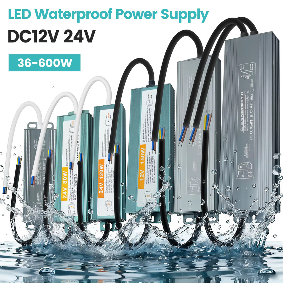 XUNATA IP67 Wasserdichtes LED-Netzteil Silber, LED-Treiber Aluminium für 12V 24V DC, 60W - Bild 4