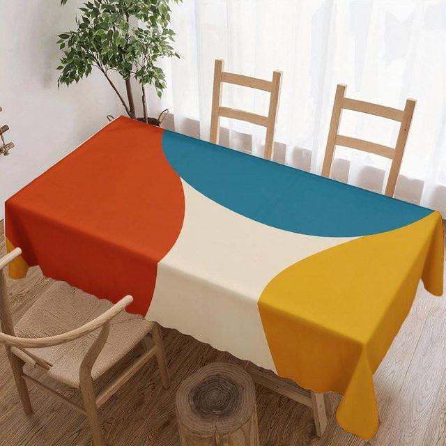 JINGYUE Pet Tischdecke mit abstraktem geometrischem Muster, wasserabweisend und waschbar, Rechteck, Mehrfarbig, B: 100 cm, L: 160 cm - Bild 1