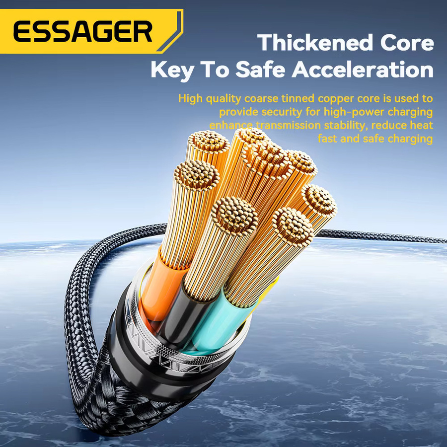 Essager USB Typ C auf USB C Kabel 240 W PD 3.1 Schnellladekabel für iPhone 15 Pro Max MacBook Pro Xiaomi Samsung in Schwarz oder Grau - Bild 5