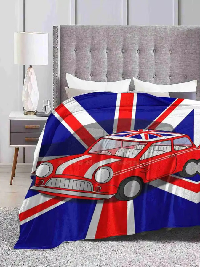 Mini Cooper Grafik-Überwurfdecke im Retro-Stil, Mehrfarbig - Bild 2