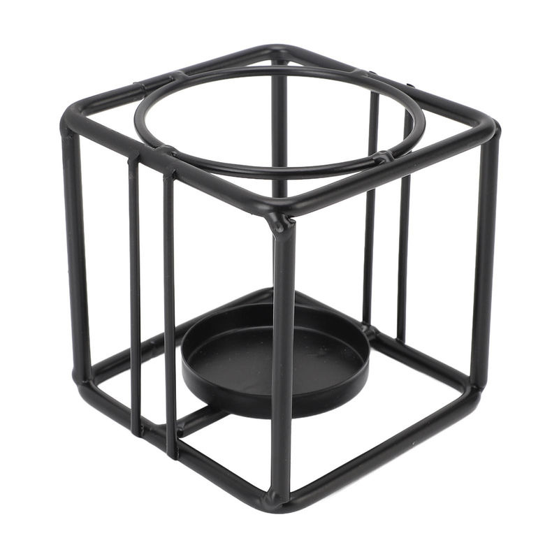 Koogeelife Teelicht-Halter aus Metall in Schwarz mit geometrischem Design als minimalistische Dekoration - Bild 5