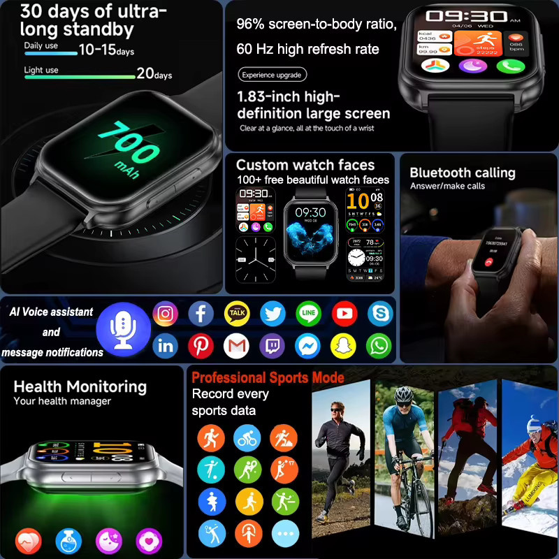 LIGE Smartwatch, Schwarz, Silikon, Unisex - Bild 2