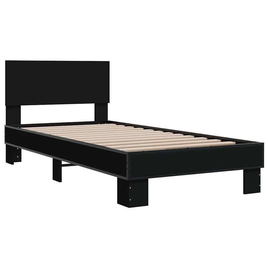 vidaXL Bettgestell Schwarz aus Holzwerkstoff und Metall - Bild 2