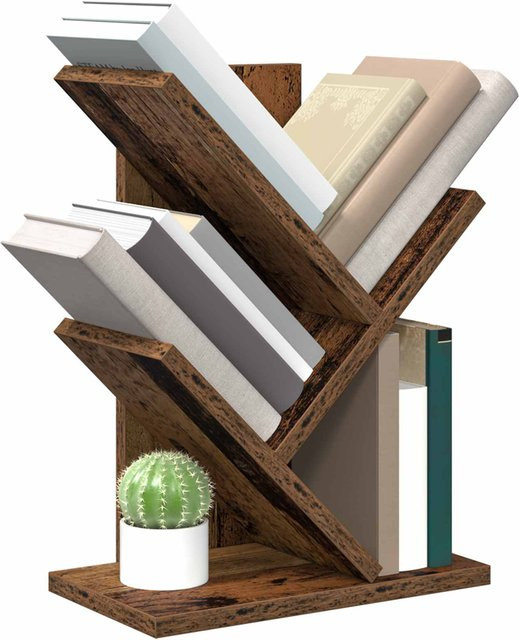 Yiwydaa Baum Bücherregal aus Holz mit 3 Etagen in Braun, B/T/H: 30 x 18 x 40 cm - Bild 1