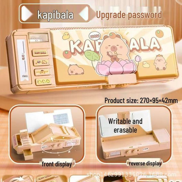 Capybara Multifunktionale Federtasche mit Zahlenschloss in Beige für Mädchen - Bild 1