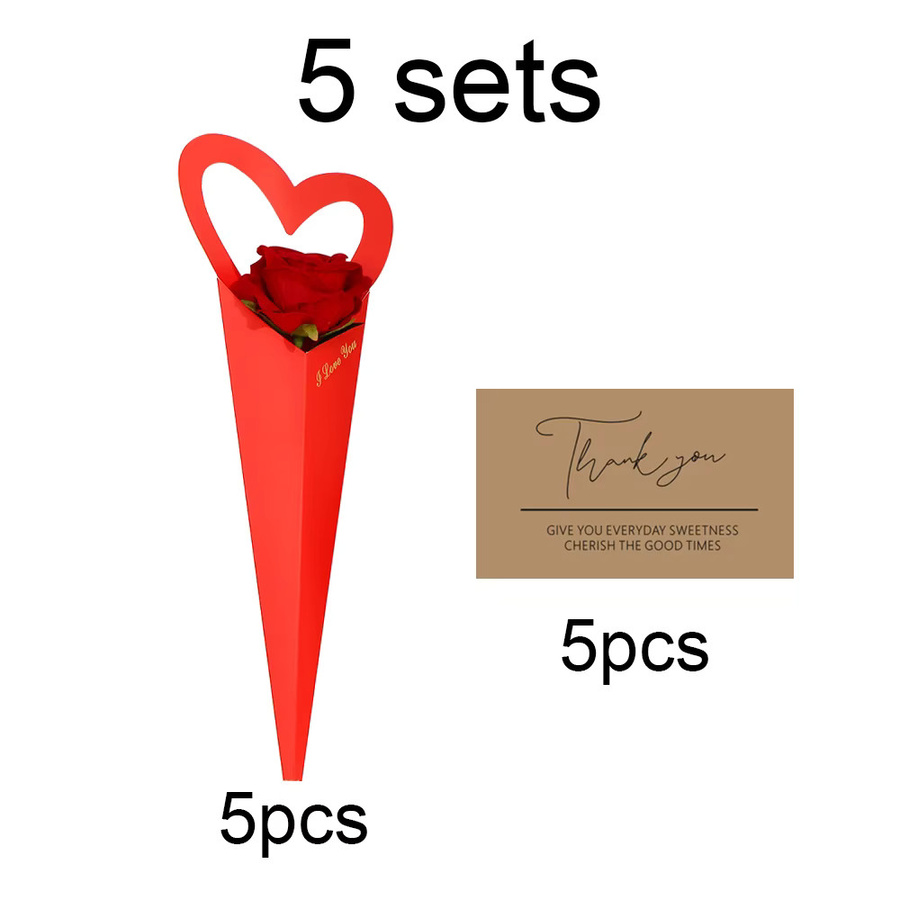 5er Set herzförmiges Blumen-Geschenkpapier in Rot für Hochzeit und Valentinstag - Bild 3