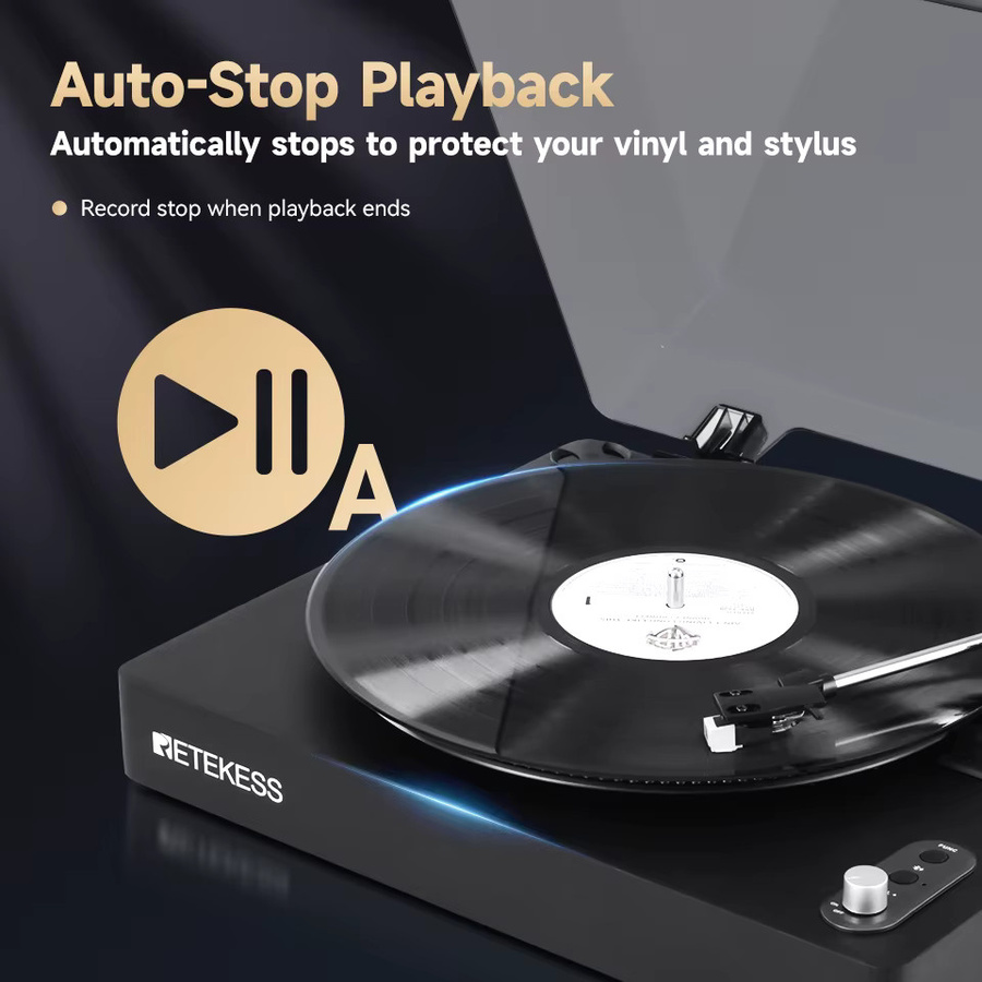 Retekess TR643 Vintage-Plattenspieler mit Bluetooth in Schwarz - Bild 6