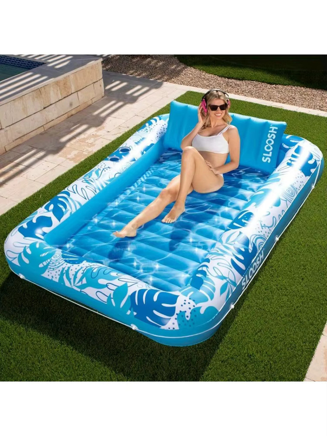 JOYFY 4-in-1 aufblasbare Pool-Liege für Erwachsene, extra große Schwimminsel und Schwimmbett, Blau - Bild 4