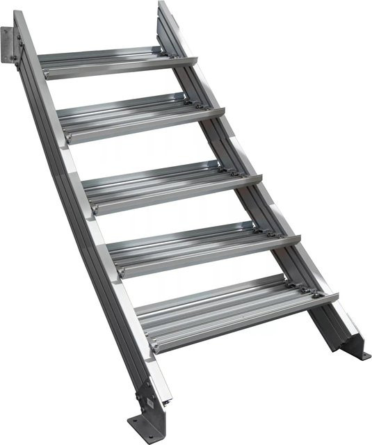 Treba Außentreppe Alaska 3 aus Aluminium mit 5 Stufen in Silber, Breite: 100 cm, Tiefe: 30,7 cm - Bild 1