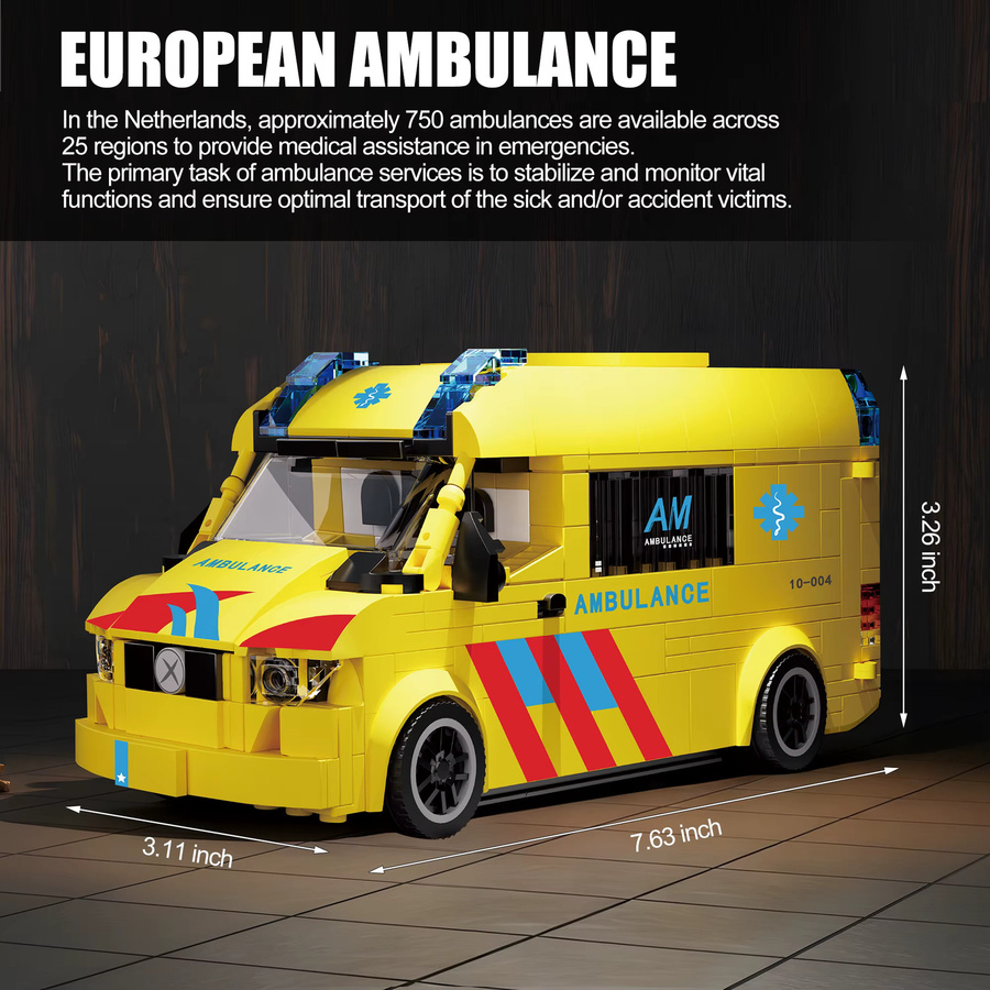 AMAZINGBLOKS Europäischer Stil Krankenwagen, Bausteine, 648 Teile, ab 14 Jahren - Bild 5