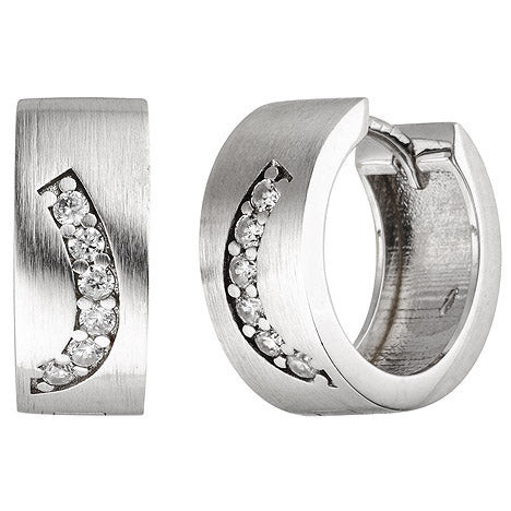 Colfem Creolen 925 Silber, matt, 12 Zirkonia, Damen - Bild 1