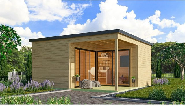 Lasita Gartenhaus Domeo 6 Loggia aus Holz in Natur/Unbehandelt mit B/T: 500 x 500 cm - Bild 1