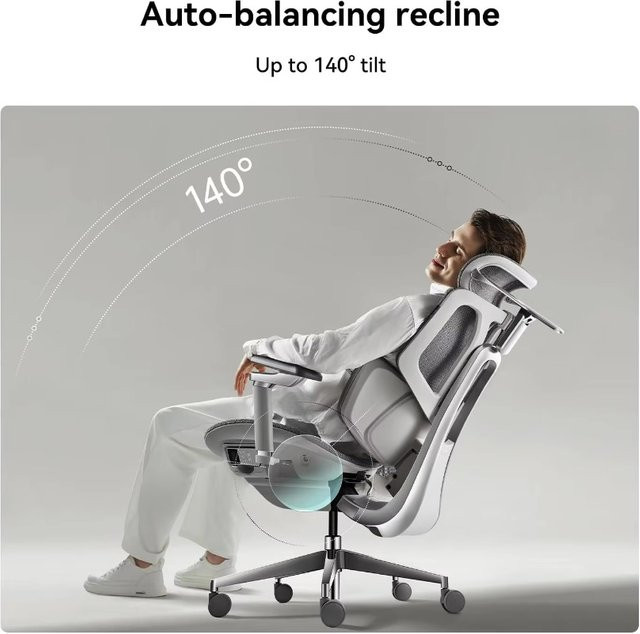 Hbada X7 Ergonomischer Smart-Bürostuhl in Grau mit vollautomatischer Taillenstütze, verstellbarer Kopfstütze und 720 Grad drehbaren Armlehnen - Bild 1