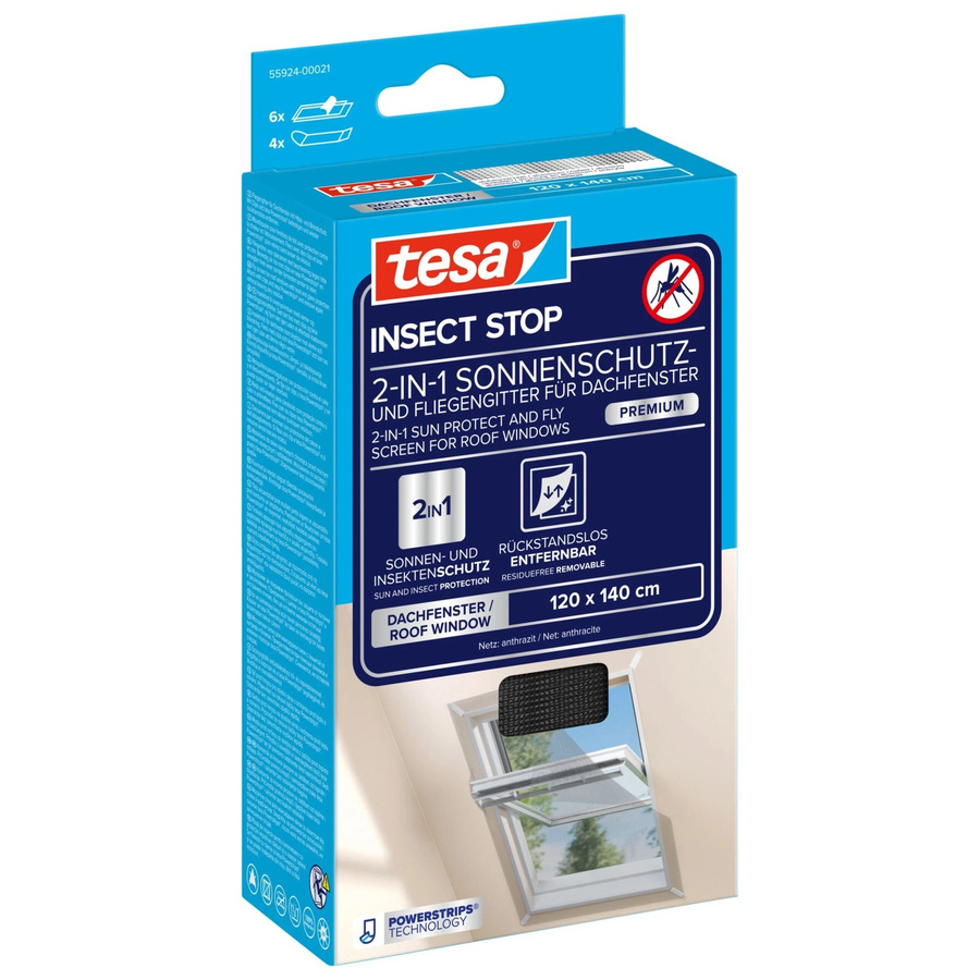 tesa Insect Stop 2-in-1 Sonnenschutz und Fliegengitter für Dachfenster - Bild 2