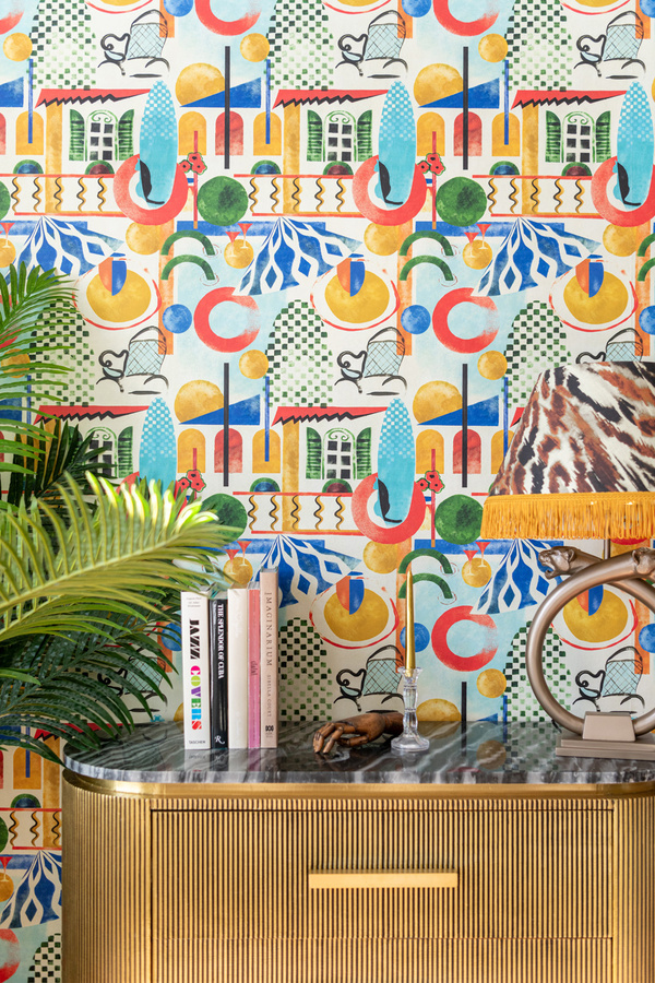 Mindthegap Tapete Veranda in Blau und Multicolour, Vlies-Tapete mit abstraktem Design - Bild 1