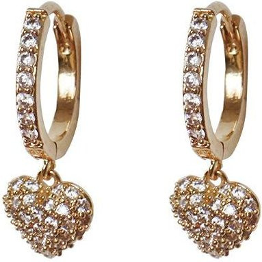 Ohrringe S925 Silber, vergoldet, Pfirsich Herz, Diamant, Damen, beige - Bild 1