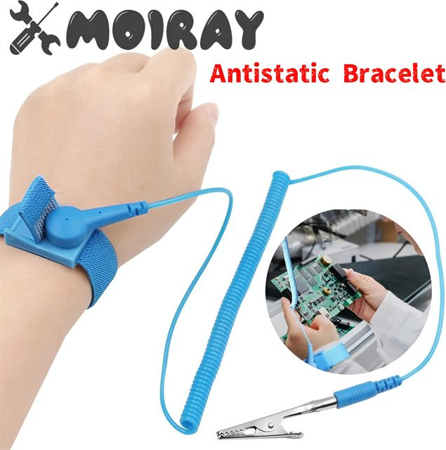 Verstellbares ESD-Antistatik-Armband von YIAEEY in Blau mit Ersatzarmband zur elektrostatischen Entladung - Bild 1