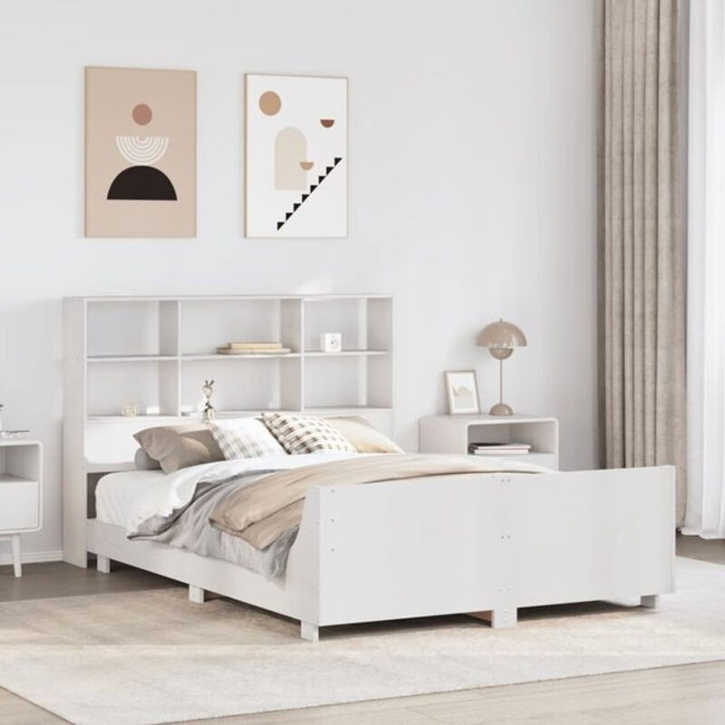Massivholzbett aus Kiefer in Weiß von vidaxl, Landhausstil und minimalistisches Design, B/T/H: 160 x 200 x 110 cm (ohne Matratze) - Bild 1