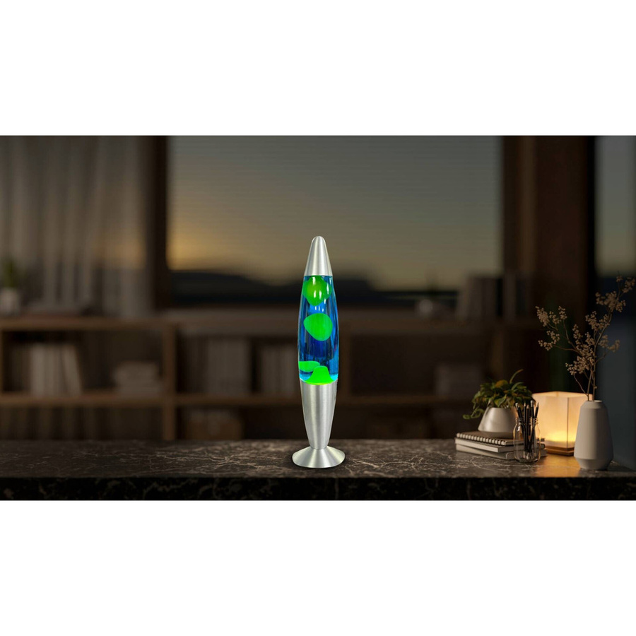 HWH LED-Lavalampe aus Glas und Aluminium in Blau und Gelb, H x B x T: 62 x 34 cm - Bild 2