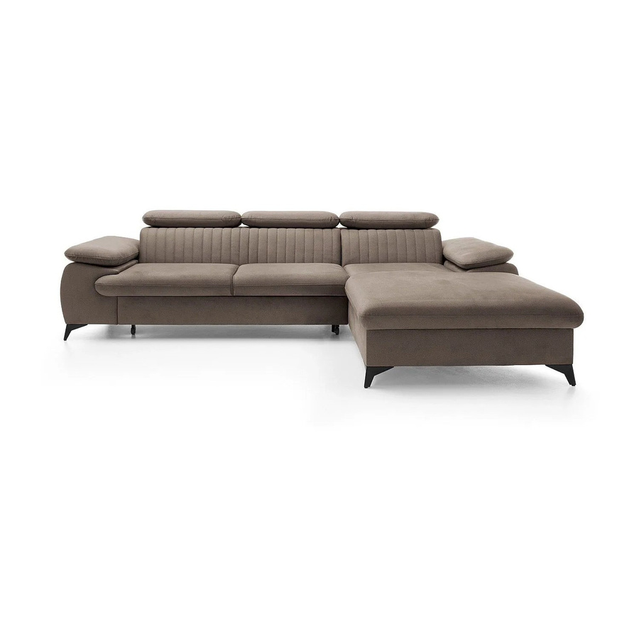 Vente-unique Schlafsofa Samara in L-Form aus Samt in Taupe mit 280 cm Breite - Bild 2