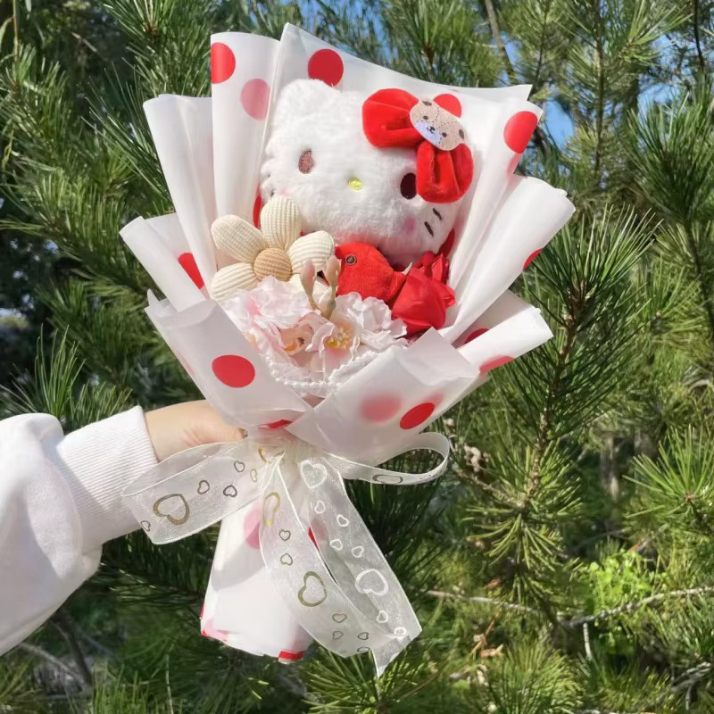 Handgemachte Sanrio Häkelrosen als kreativer Blumenstrauß in Multicolour - Bild 2
