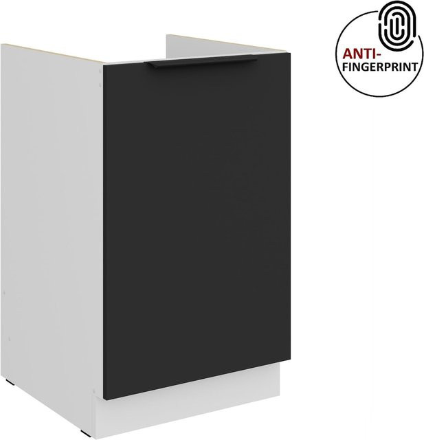 Küchen Spülenschrank ARIA in Schwarz matt mit Anti-Fingerprint-Beschichtung, Breite: 50 cm - Bild 1