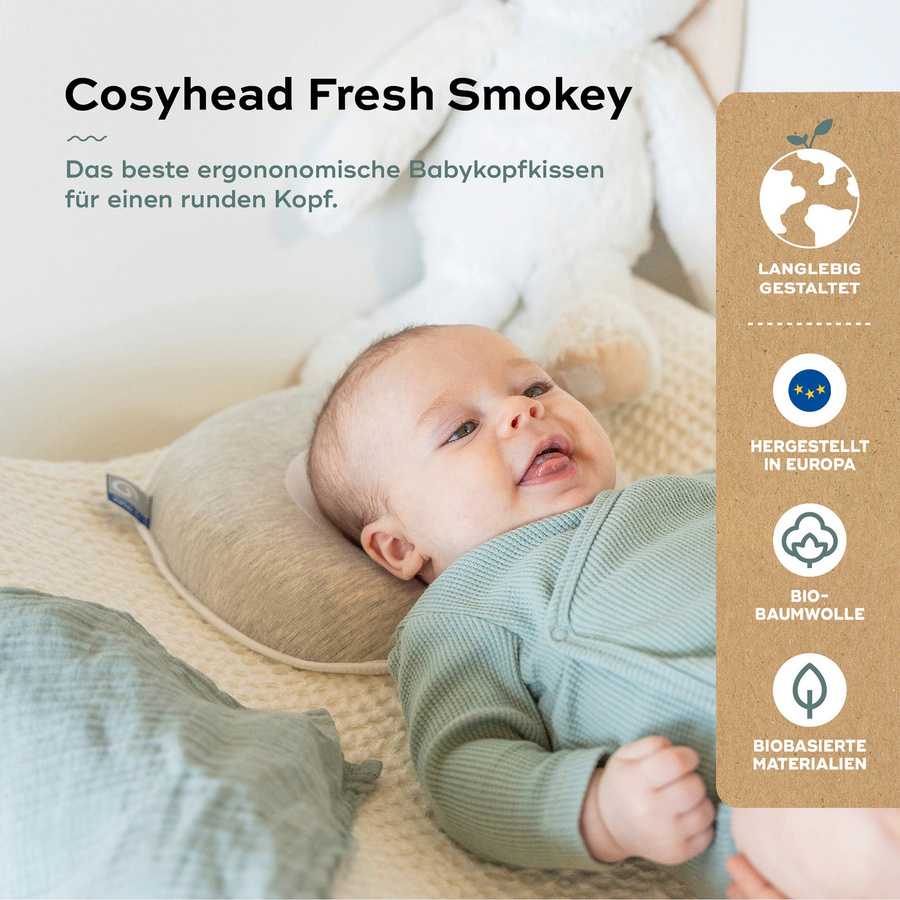 Babymoov Kopfkissen Cosyhead für Babys in Grau mit thermoregulierendem Bezug aus Bio-Baumwolle und Lyocell - Bild 2
