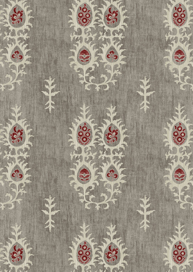 Lewis & Wood Tapete Tribal Kudu Grey mit ethnischem und floralem Design - Bild 1