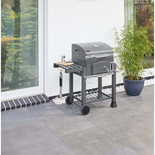 THOR Holzkohlegrill Ottawa in Schwarz mit Edelstahlrost und Rost-in-Rost System, B/T: 47,5 x 41 cm - Bild 2