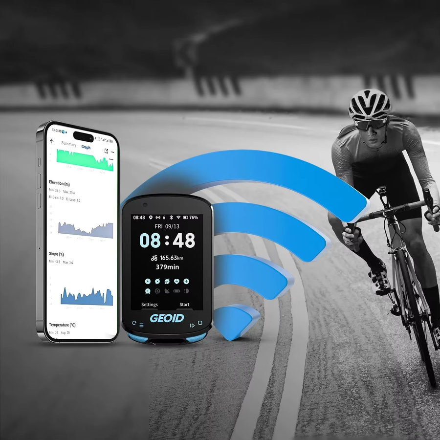 GEOID GPS Fahrradcomputer mit intelligenter Navigation, Farbbildschirm und WLAN, Schwarz - Bild 2