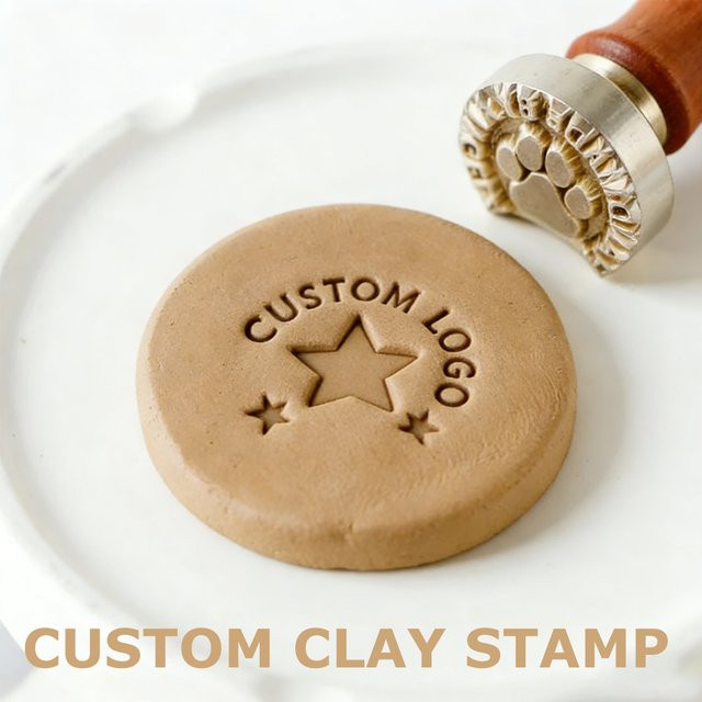 Personalisierter Tonstempel mit individuellem Logo oder Text für Keramik, Seife und Polymer Clay, DIY Töpferstempel aus Metall - Bild 1