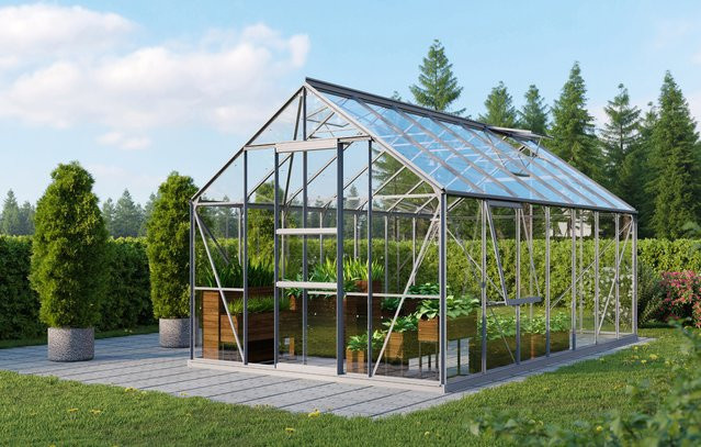 Vitavia Gewächshaus Meridian 1 11500 aus Aluminium in Silber mit 11,5 m² Fläche und 3 mm Sicherheitsglas - Bild 1