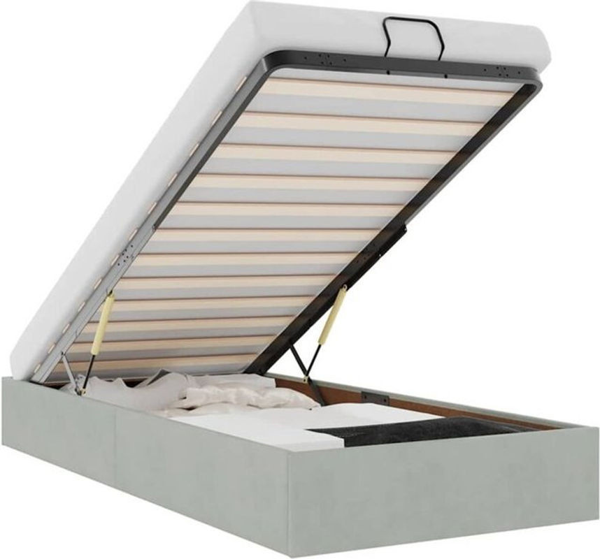 Modernes Ottoman Polsterbett von vidaxl in Grau aus Samt, ohne Matratze, B/T/H: 90 x 190 x 23,5 cm - Bild 1