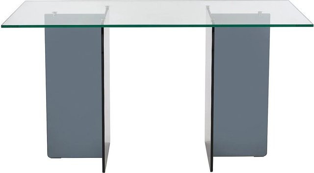 Vente-unique Schreibtisch Bylena aus gehärtetem Glas in Transparent und Anthrazit, B: 140 cm, T: 60 cm, H: 75 cm - Bild 1