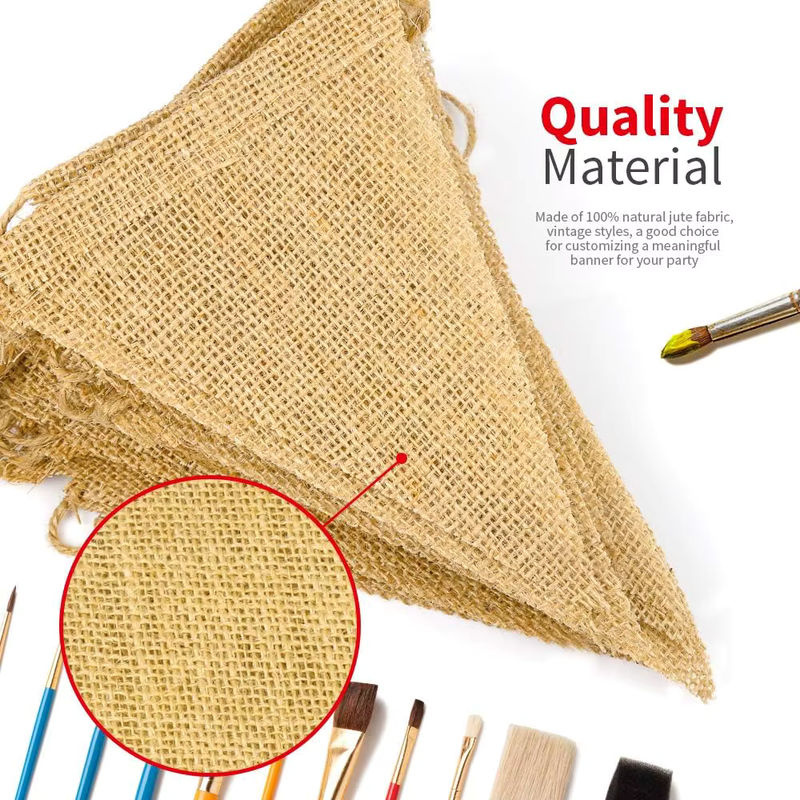 Vintage Jute-Wimpelkette in Braun mit 15 dreieckigen Flaggen, 4,3 m Länge für Hochzeit und Geburtstag - Bild 3