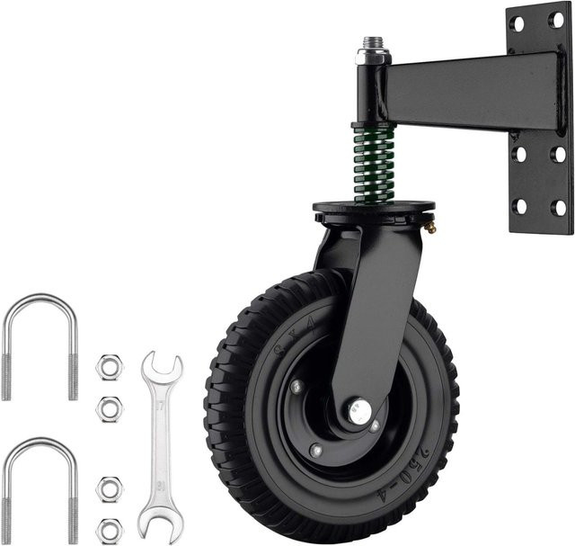 Wiltec Schiebetorrolle mit Gummirad für bis zu 275 kg, 360 Grad drehbar, Schwarz - Bild 1