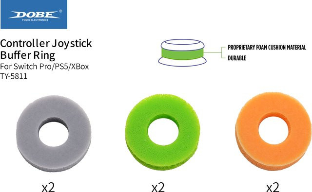 DOBE Controller Joystick Pufferring TY-5811 Universal Daumengriffe für PS4, PS3, PS5, XBOX und Switch Pro in Grau, Orange, Grün und Mehrfarbig - Bild 1